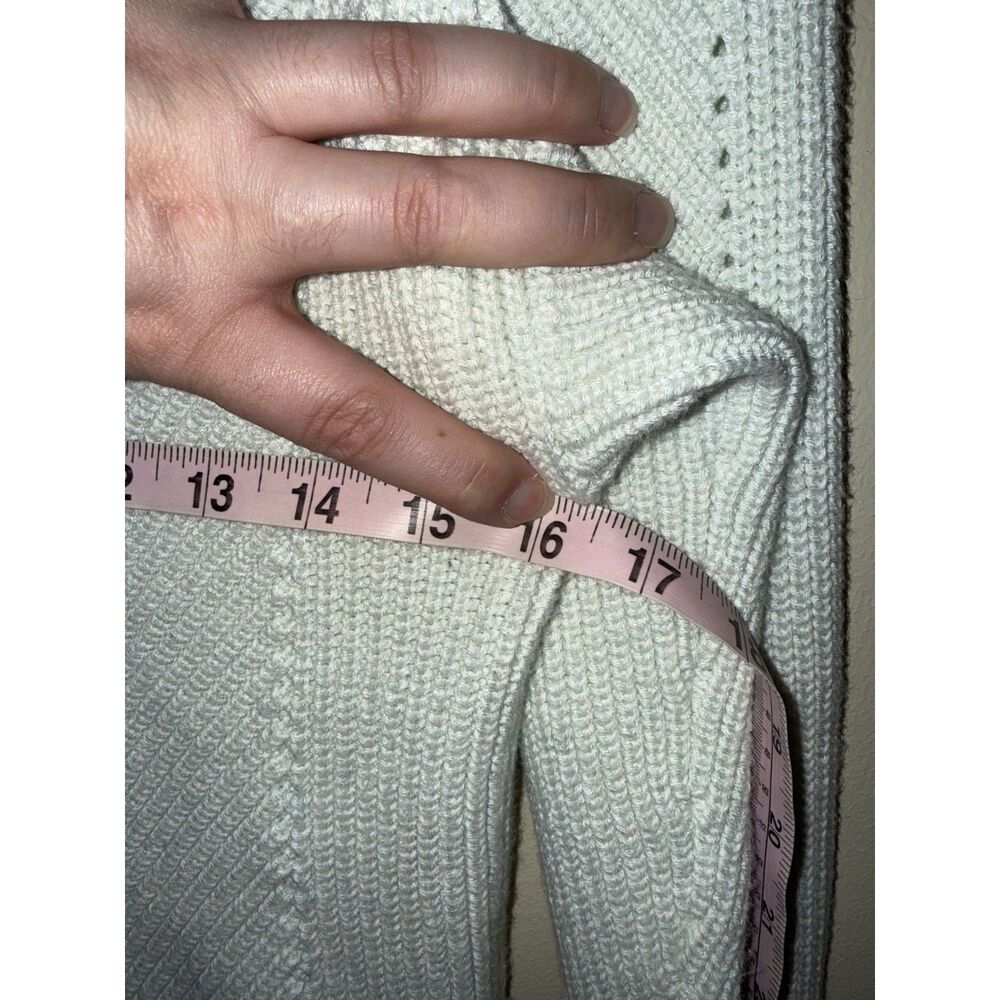 Ann Taylor Petite SP Cream Chevron Knit Sweater Side Button Accent Cotton Blend - Picture 9 of 9